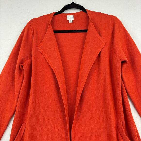 J Crew Vanessa Cardigan Sweater Size S Burnt Orange Cotton Pockets Open Front - Picture 3 of 10